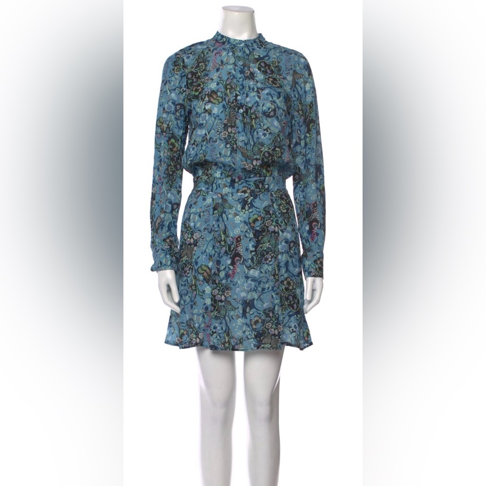 NWOT Zadig & Voltaire Blue Floral Long Sleeve Dress